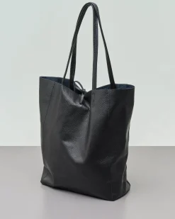 Shopping bag in pelle effetto martellato