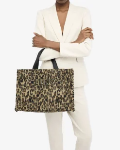 Shopping bag Liu Jo Accessories animalier con logo in rilievo