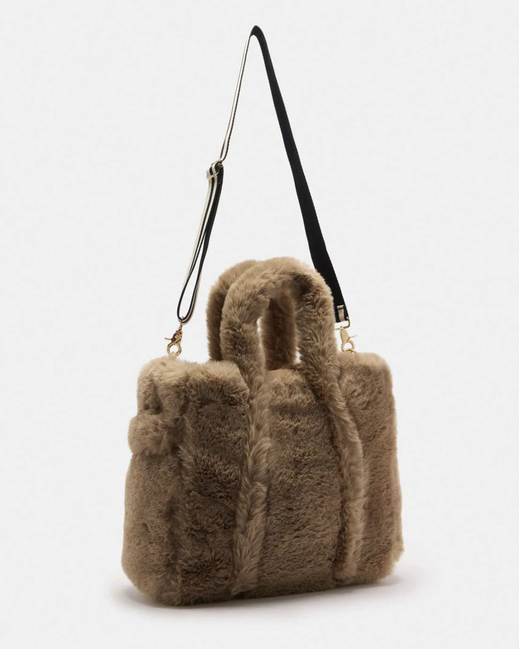 Shopping bag Liu Jo Sport beige in ecopelliccia con dettaglio logo
