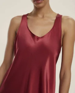 Slip dress rosso Emme Marella in misto viscosa senza maniche e scollo ampio tondo