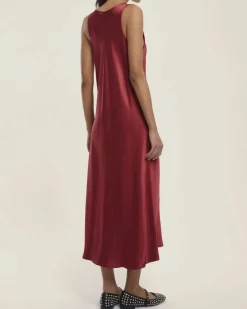 Slip dress rosso Emme Marella in misto viscosa senza maniche e scollo ampio tondo