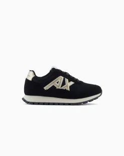 Sneakers Armani Exchange nere in tessuto tecnico con dettagli a contrasto