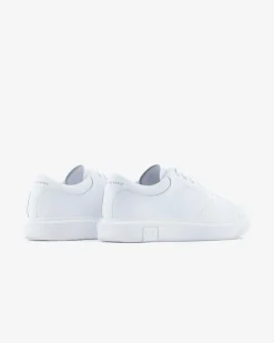 Sneakers Armani Exchange bianche in pelle con logo inciso tono su tono