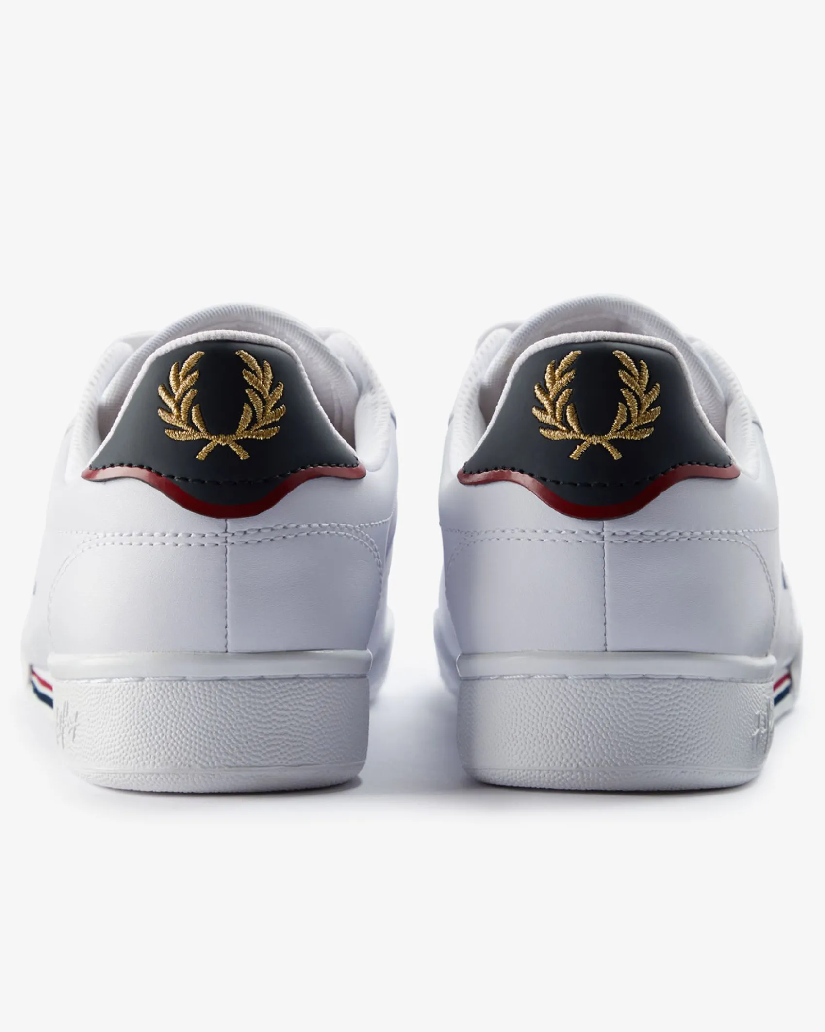 Sneakers bianche in pelle con tallone e logo blu