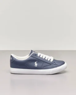 Sneakers blu in ecopelle con pony bianco 35-39