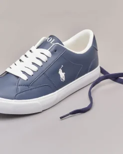 Sneakers blu in ecopelle con pony bianco 35-39