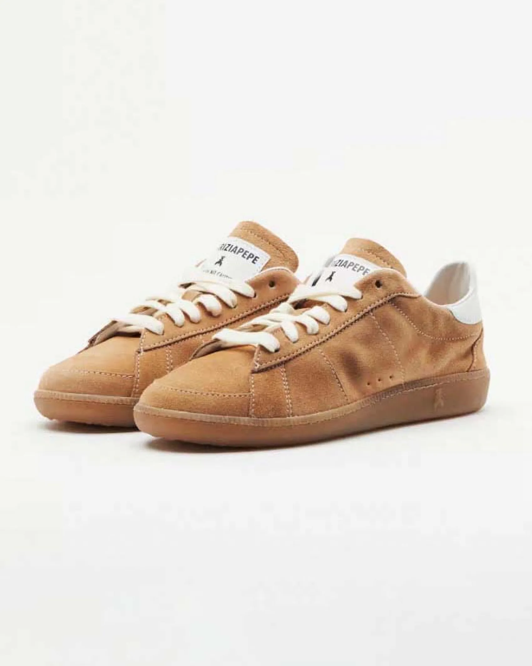 Sneakers color cuoio in pelle scamosciata SKIN '93 Patrizia Pepe con suola in gomma tono su tono