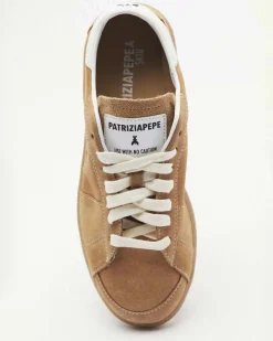 Sneakers color cuoio in pelle scamosciata SKIN '93 Patrizia Pepe con suola in gomma tono su tono