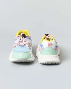 Sneakers Flower Mountain Yamano 3 in similpelle e mesh bianca e multicolor pastello