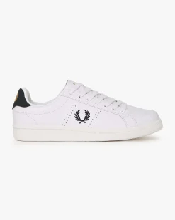 Sneakers Fred Perry bianche in pelle con tallone e logo blu