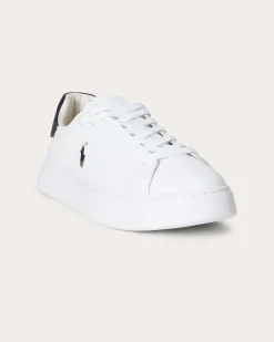 Sneakers Polo Ralph Lauren RLite Court bianche in pelle martellata