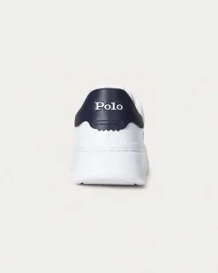 Sneakers Polo Ralph Lauren RLite Court bianche in pelle martellata