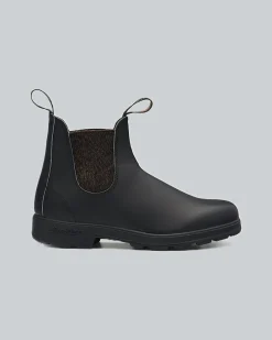 Stivaletto nero modello 1924 in pelle liscia con laterale elasticizzato in lurex color bronzo