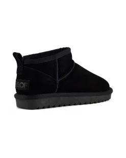 Stivaletto ultra basso nero in pelle scamosciata con fodera interna in pelo di misto lana tono su tono