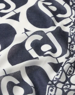 Stola Liu Jo Accessories blu in misto cotone con logo in rilievo