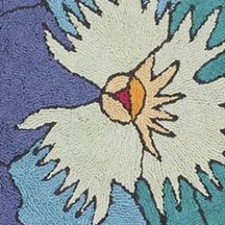 Tappetino da bagno a fiore Parma in cotone azzurro