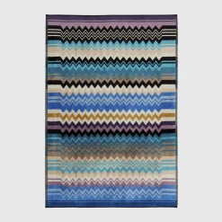 Tappetino da bagno Giacomo a fantasia chevron nelle nuance dell'azzurro
