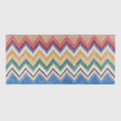 Tappeto da bagno Amone in spugna di cotone a fantasia chevron multicolor acceso