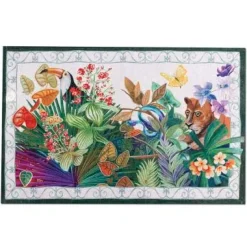 Tappeto Naif a fantasia giungla verde 52x80
