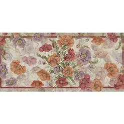 Tappeto Poppy sabbia a fantasia paveri viola bordeax e arancione 52x120