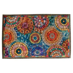 Tappeto 52x120cm in materiale riciclato a stampa rosoni multicolore