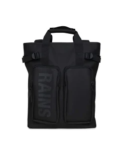 Texel Tote Backpack Rains nera in tessuto impermeabile effetto gommato