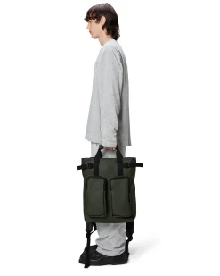 Texel Tote Backpack Rains verde militare in tessuto impermeabile effetto gommato