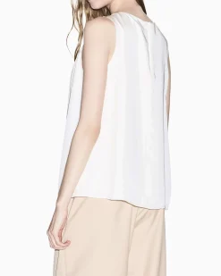 Top Armani Exchange avorio in viscosa con dettaglio drappeggiato sullo scollo