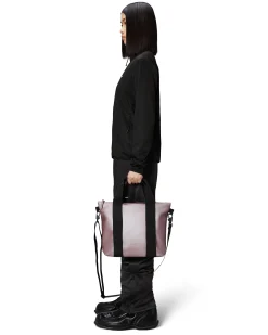 Tote Bag Micro color malva con manici a mano e tracolla più lunga rimovibile