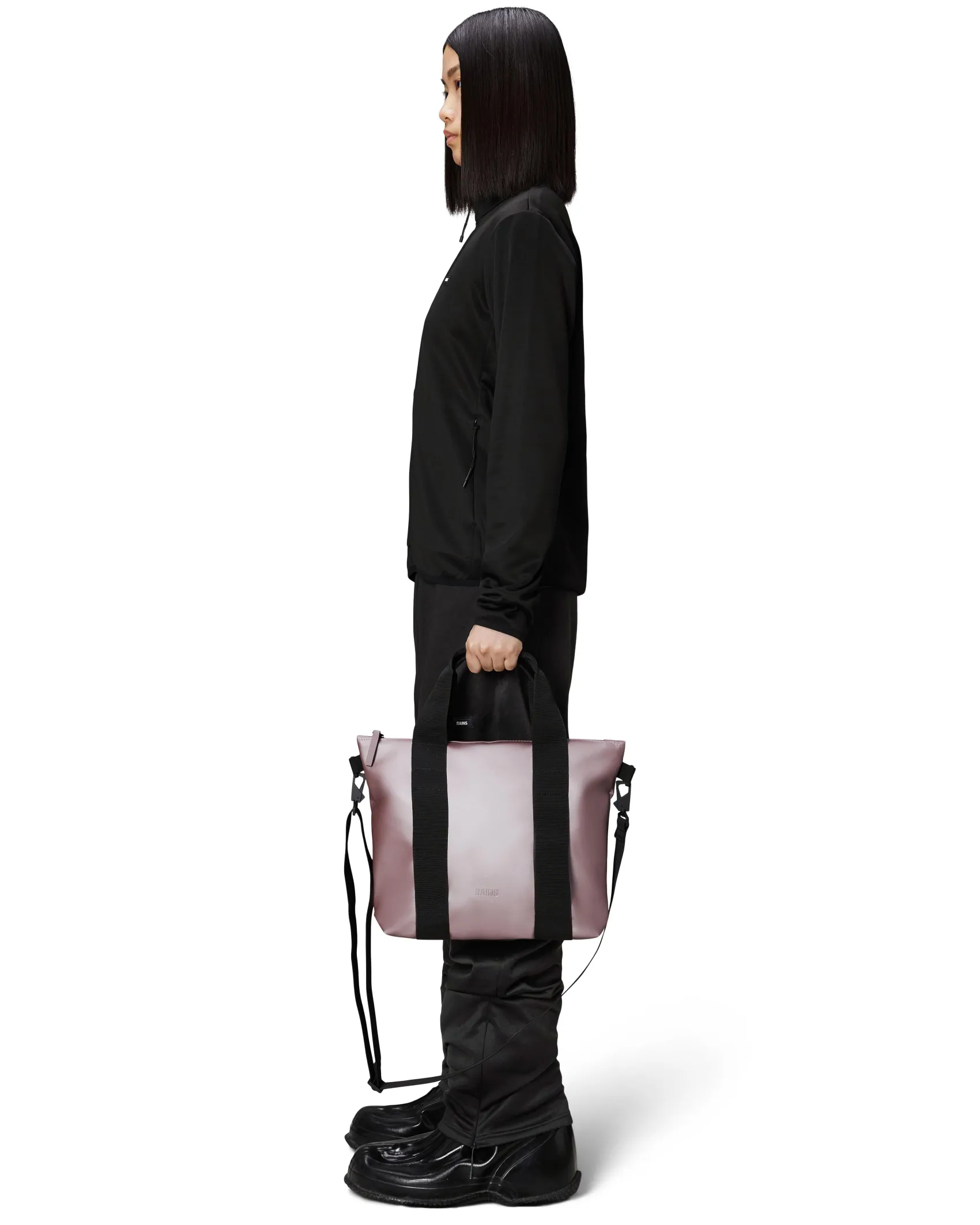 Tote Bag Micro color malva con manici a mano e tracolla più lunga rimovibile