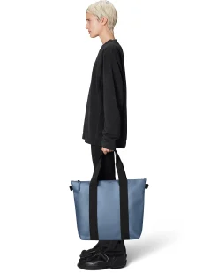 Tote Bag Mini avio effetto metallizzato con manici a mano e tracolla più lunga rimovibile
