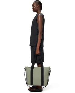 Tote Bag Mini verde salvia con manici a mano e tracolla più lunga rimovibile