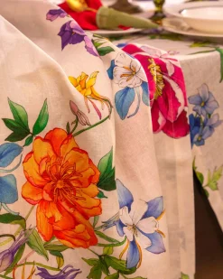 Tovaglia rettangolare Antea in lino a fantasia fiori multicolor 160x230