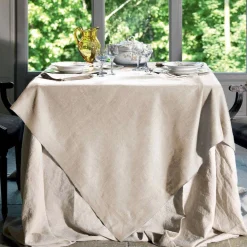 Tovaglia rettangolare Tiziano in lino a tinta unita beige 170x270