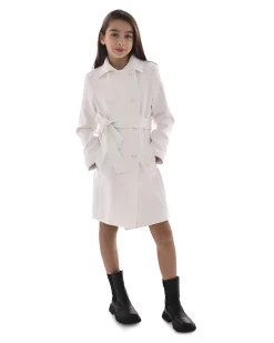 Trench Kocca doppiopetto bianco in misto viscosa stretch con fusciacca