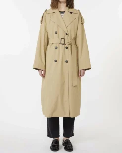 Trenche beige lungo e dal fit over Weekend Max Mara in gabardina di cotone antigoccia