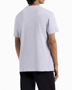 T-shirt mezza manica Armani Exchange lilla tinta unita con logo piccolo stampato sul petto