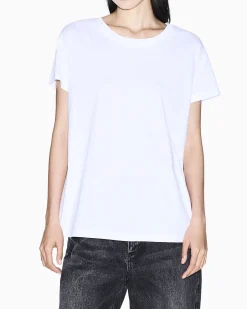 T-shirt Armani Exchange bianca in cotone con logo in rilievo sullo scollo
