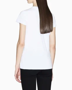 T-shirt Armani Exchange bianca in cotone con logo in rilievo sul davanti