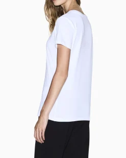 T-shirt Armani Exchange bianca in cotone con logo in rilievo sul petto