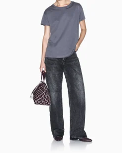 T-shirt Armani Exchange grigia in cotone con logo in rilievo sullo scollo