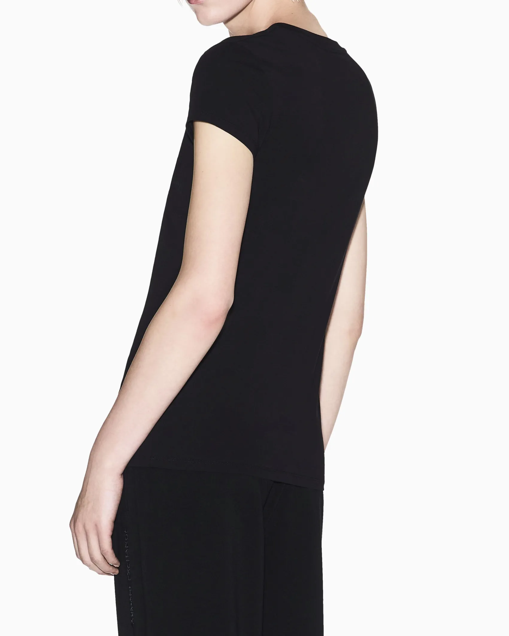 T-shirt Armani Exchange nera in jersey di cotone elasticizzato