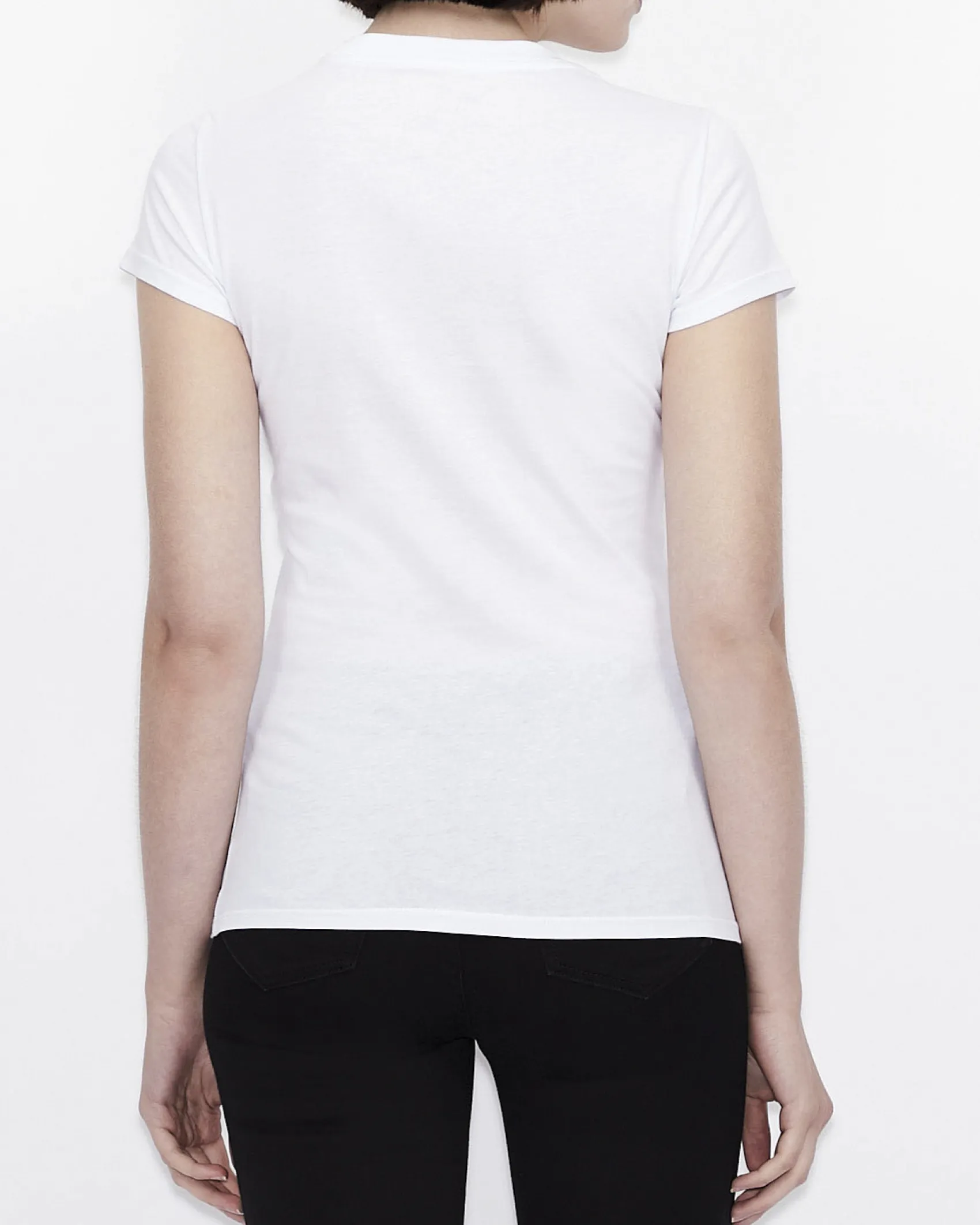 T-shirt bianca Armani Exchange in cotone con logo in paillettes reversibili nel color argento