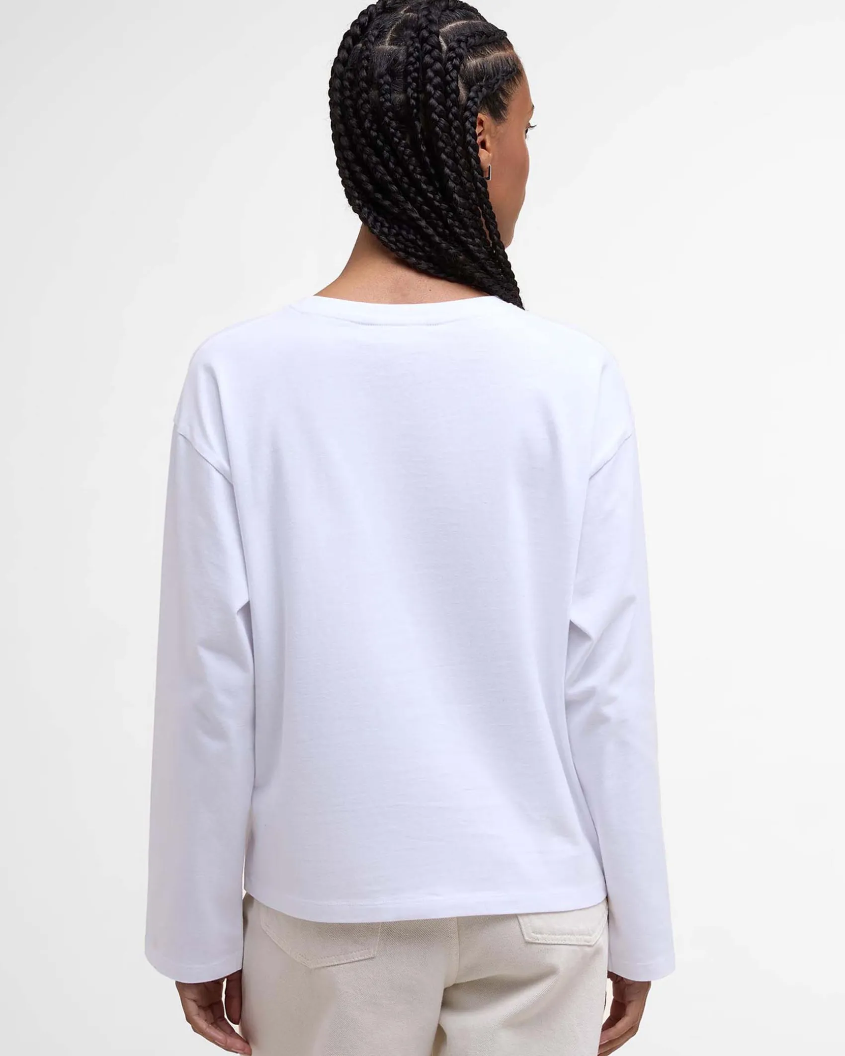 T-shirt bianca Barbour in cotone stretch con stampa cani a passeggio