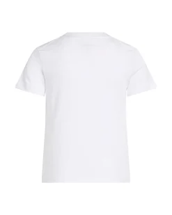 T-shirt bianca Calvin Klein in cotone a maniche corte con maxi stampa logo grigia