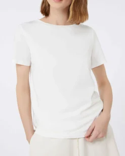 T-shirt bianca in cotone stretch Weekend Max Mara con maniche corte