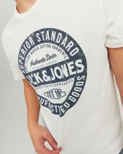 T-shirt bianca mezza manica con logo e scritte grafiche davanti