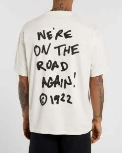 T-shirt bianca mezza manica Dickies con stampa “On the road again!” sul retro