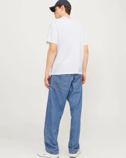 T-shirt bianca regular-fit in puro cotone con stampa maxi logo frontale