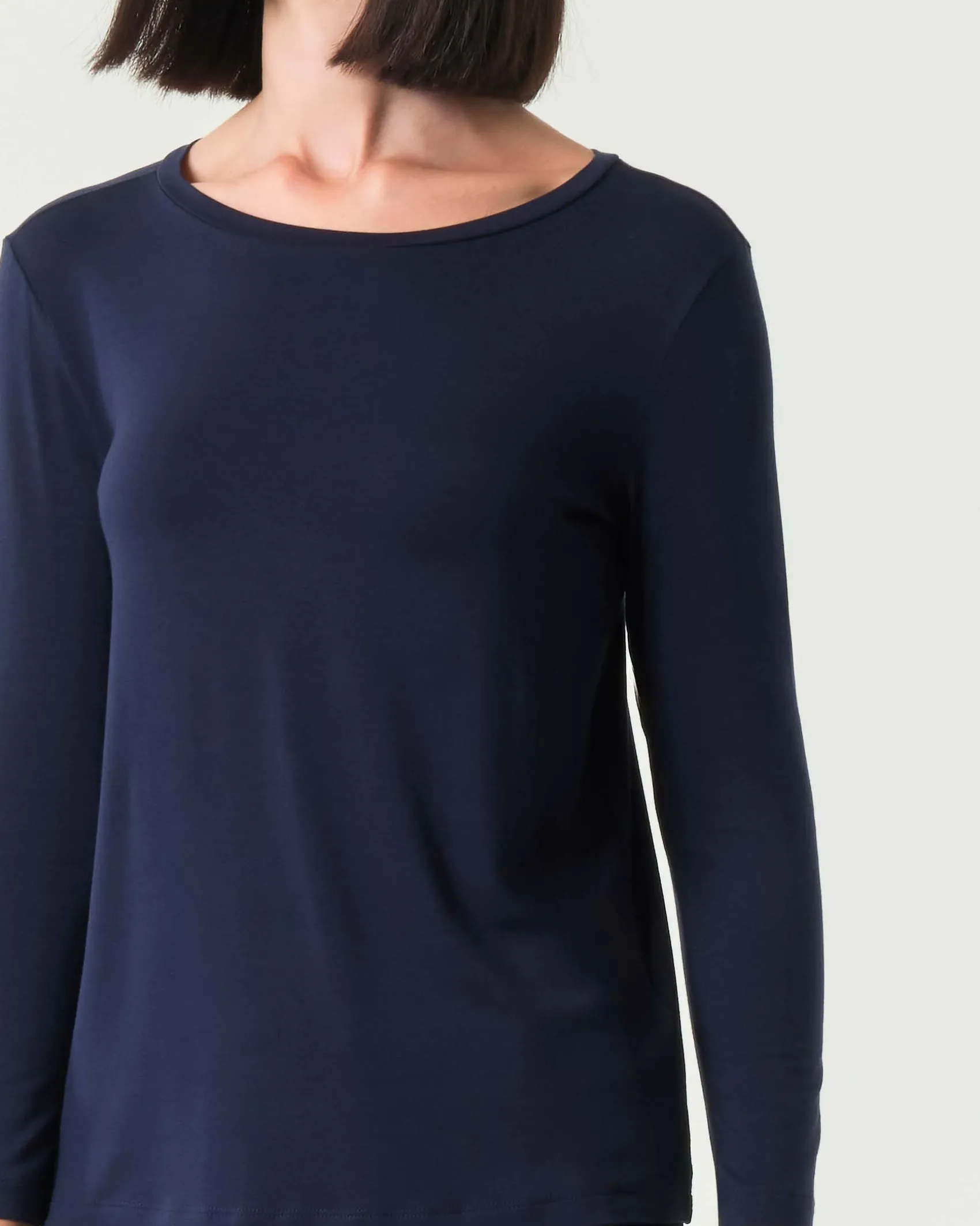 T-shirt blu Emme Marella a maniche lunghe in viscosa stretch